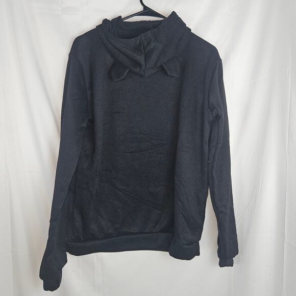 Women Teen Hoodie Sweatshirt W/ Cat Ears Sleeping Cat Printed Pullover Sz Medium - Picture 2 of 9